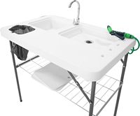 Table de filet en plastique de vente chaude avec deux éviers pour une utilisation en extérieur