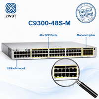 Cisco Switch Catalyst C9300-48S-M 48 Port GbE SFP Layer 3 Switch 256Gbps 480G StackWise Modular 10G Uplinks Meraki Cloud Managed.