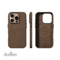 Coque de téléphone Iphone 15 Plus Premium en Alcantara italien, entièrement enveloppée, finition usinée CNC, attraction magnétique, prix d'usine
