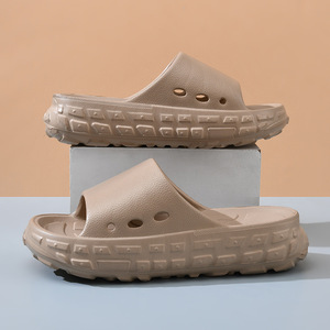 Women's Platform <b>Slides</b> Open Toe EVA Sole Anti Slip Breathable Height Increasing Beach Sandals Off White - Product Image 3