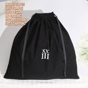 Bolsa de compras con cordón Twilll de algodón negro grande reutilizable de lujo, bolsa de polvo para extensiones de cabello, bolsa de algodón para embalaje de regalo - Product Image 2