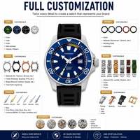 Montres automatiques de haute qualité personnalisées en usine, bleu super lumineux, bracelet en caoutchouc, 10 ATM, montre mécanique pour homme, plongeur, pour Seiko NH35