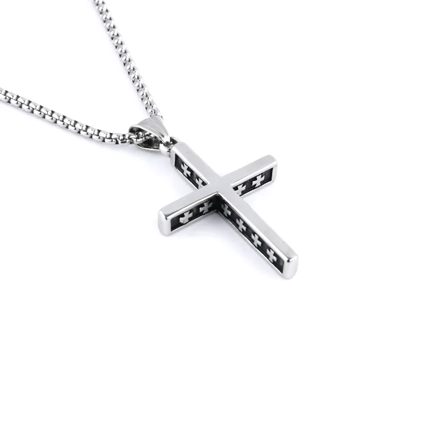 Gothic style stainless steel jewelry religious necklace retro exquisite cross pendant personalized accessories