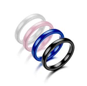 Wholesale Women Minimalist Niche 3mm Ceramic Rounded Polished Couple's Ring Simple Ladies Knuckle Tail Rings