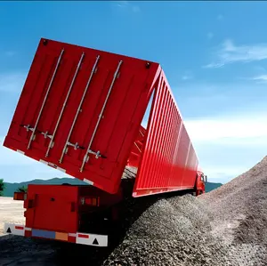 Toplu kargo için özel 3 aks yükü 30-100 ton yan devrilme damperli yarı römork yan damperli damperli römork kamyon için