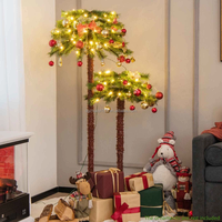 Sapin de Noël artificiel pré-éclairé de 1,5 + 1 m avec lumières pour la décoration intérieure des fêtes