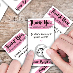 Tarjetas de Agradecimiento Personalizadas para Pequeñas Empresas, Tarjetas de Revelación de Premios Personalizadas, Tarjetas Sorpresa Rosas para Boutique - Product Image 1