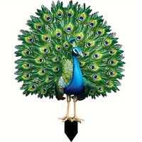Décoration d'intérieur artistique et cadeau de la Saint-Valentin : Décoration acrylique 2D en forme de queue de paon pour pelouses extérieures et pots de fleurs