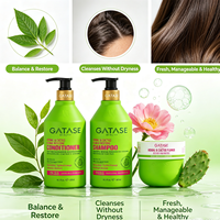 Ensemble shampoing, après-shampoing et masque capillaire à base de plantes et de fleurs de cactus pour cheveux secs et abîmés, nourrissant, réparateur, naturel, OEM