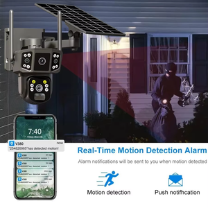 מצלמת אבטחה סולארית HIKWIFI V380 Pro 4K HD PTZ 4G עם ראיית לילה CMOS, זיהוי תנועה חיצוני, סיבוב <span class=keywords><strong>360</strong></span> מעלות, אלחוטית - Product Image 2