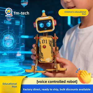 Jouets éducatifs pour enfants, développement de l'intelligence, robot à commande vocale DIY, matériau en bois, alimenté par <span class=keywords><strong>batterie</strong></span>, 0-3 mois, neuf - Product Image 5