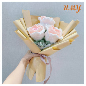 Fiori e piante stabilizzati Bouquet artificiale gradiente lavorato a maglia all'uncinetto Thai Flower Decor Rose fatte a mano - Product Image 4