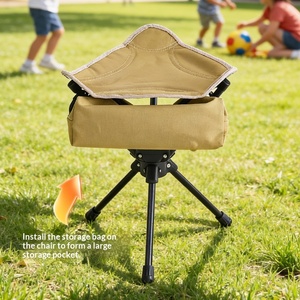 Tabouret pliant triangulaire en <span class=keywords><strong>acier</strong></span> au carbone portable pour le camping en plein air, le cyclisme, la pêche, léger et rotatif - Product Image 2