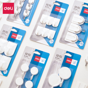 Deli Sticky Hooks White Wall Mounted No Drill Adhesive Hook For Bathroom Kitchen Home Use 1.0kg Capacity - Product Image 1