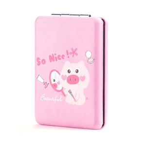 PinGlory Custom High Quality Portable Cartoon Makeup Cosmetic Rectangle Folding Double Side Pocket Mirror for Promotional Gifts