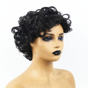 Perruques synthétiques courtes bouclées pour femmes, fabriquées en usine, résistantes à la chaleur, densité 130 %, bonnet ajustable, style naturel lâche, brésilien - Product Image 6
