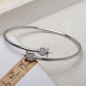 Bracelet élastique en argent S925 avec double perle creuse, fait à la main, accessoires de bijoux DIY pour femmes, plateau creux pour 10 à 14 perles, 3859 - Product Image 5