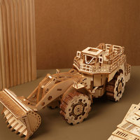 Vente en gros de puzzles 3D en bois, chargeuse sur pneus, véhicule d'ingénierie, modèle de montage DIY, jouet