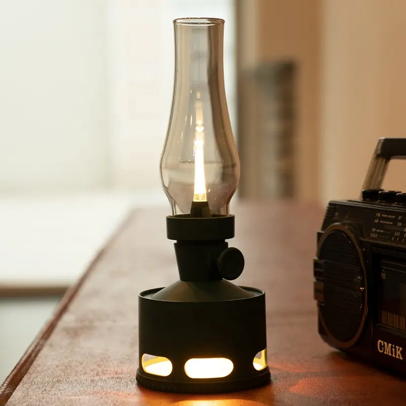 빈티지 등유 정원 핀닉 램프 충전식 야외 플라스틱 램프 USB 케이블 충전 불꽃 LED 캠핑 램프