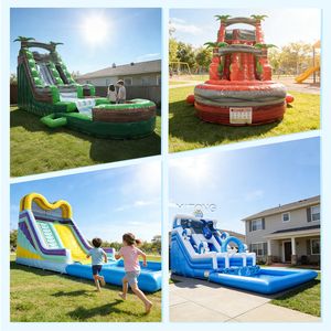 Combo <span class=keywords><strong>de</strong></span> Tobogán Acuático Inflable, Toboganes Acuáticos Inflables, Castillo Inflable Verde <span class=keywords><strong>con</strong></span> Tobogán y <span class=keywords><strong>Piscina</strong></span> - Product Image 5