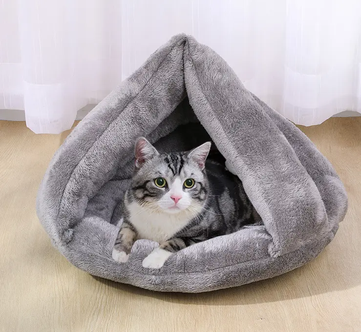Warme Hausschuhe Styling Haustier Bett Plüsch Halb geschlossene Katze Hund Kissen Haustier Betten & Zubehör Bett Haustier für Katzen