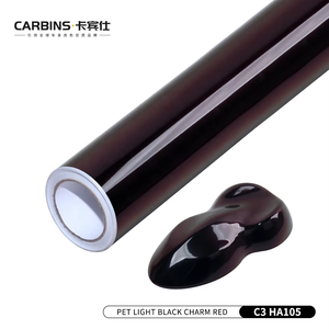 Pellicola Protettiva per Auto CARBINS <span class=keywords><strong>Nera</strong></span> con Effetto Rosso, Vinile PET Cambia Colore, Autorigenerante, Lucida, Adesivo Protettivo per Vernice Auto in Rotolo - Product Image 2