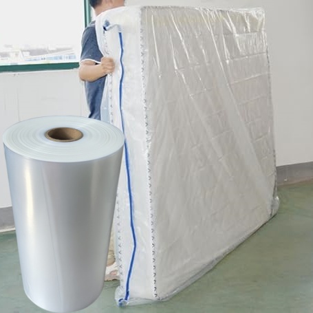 Custom Plastic Gusseted Twin King Mattress Bag Print PE Heat Shrink Film Roll Cover Mattress Heat Shrink Wrap Bag