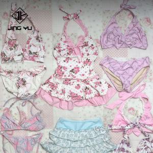 Print Ruffle Swimsuit Halter Swimwear Custom One Pieces Bikini One Piece <b>Swim</b> Custom One Piece Lace Flower Swimsuit - Product Image 1