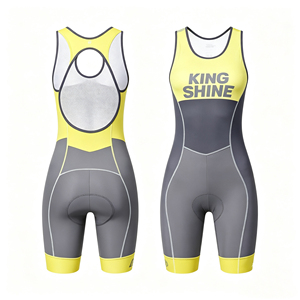 Nuevo Conjunto Deportivo de Ciclismo para Mujer, 100% Poliéster, Color Amarillo Limón, Sin Mangas, Espalda Descubierta, Protección UV, Sublimado - Product Image 1