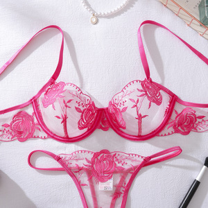 High Quality Fashion French New Flower Embroidery Comfortable Breathable Body Shaping Thin <b>Sexy</b> Lingerie Separates <b>Set</b> - Product Image 2