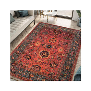 Tapis de style persan rectangulaire, résistant aux taches, lavable à la main, tapis de salon, motif plantes et fleurs - Product Image 5