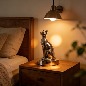 Sculpture en forme de chat, idéale pour la décoration élégante de la maison et du bureau, acier inoxydable personnalisé Bozhiyi - Product Image 3