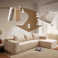 Canapé modulaire sectionnel en L moderne en tissu compressé avec éponge haute densité, inclinable, pour appartement et salon - Vente en gros