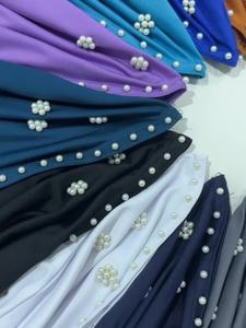 Ccy Hồi Giáo <span class=keywords><strong>Hijabs</strong></span> Rắn Màu Polyester Đàn Hồi Hijab Khăn Giả Ngọc Trai Trang Trí Nội Thất Headscarf Ngay Lập Tức Hijab Đầu Kết Thúc Tốt Đẹp Cho Phụ Nữ - Product Image 5
