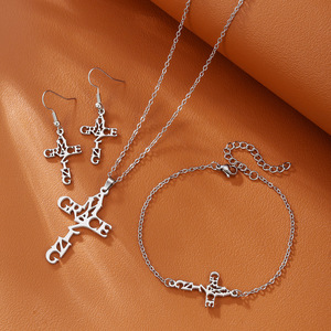 Ensemble de bijoux en acier inoxydable, collier, bracelet, boucles d'oreilles pour femmes, bijoux de mode pour mariage - Product Image 3