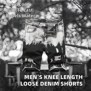 Shorts de Mezclilla para Hombre, Estilo Vintage, Corte Recto, Cintura Alta, Impermeables, Transpirables, Resistentes al Viento, Lavado Claro, Casual, Venta al Por Mayor - Product Image 2