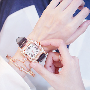 Custom Logo Elegant <strong>Women</strong> Quartz Watch Jewelry <strong>Gift</strong> <strong>Set</strong> With Diamond Inlaid Star Bracelet Square Dial <strong>Gift</strong> for Valentines Day - Product Image 4