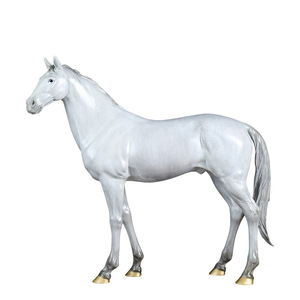 Figurine de cheval Akhal Teke en cuivre et or, couleur blanche, sculpture artisanale pour la décoration du salon - Product Image 5