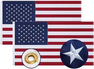 Drapeau américain extérieur robuste de 3 x 5 pieds, le <span class=keywords><strong>plus</strong></span> durable, les étoiles brodées les <span class=keywords><strong>plus</strong></span> résistantes, rayures en nylon cousues, œillets en laiton, durable - Product Image 2