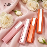 Tube de brillant à lèvres rose-orange brillant de 10 ml avec miroir, couleur et logo personnalisés, tube vide pour rouge à lèvres liquide et conteneur de baume à lèvres, vente en gros