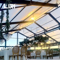 Grande structure de serre en verre élégante et luxueuse, chapiteau pastoral pour événements de mariage, tente pour 500 places
