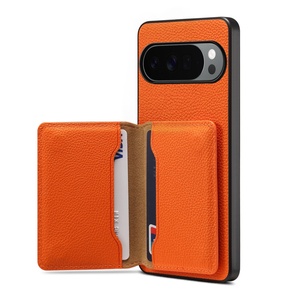 Funda para Teléfono Móvil <span class=keywords><strong>Google</strong></span> <span class=keywords><strong>Pixel</strong></span> 10 de Cuero Lychee, Color Naranja, Antigolpes, Magnética, de PU - Product Image 4