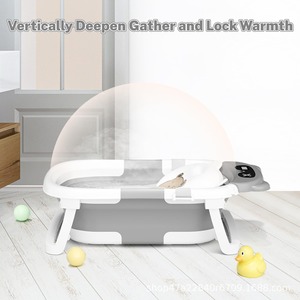 Baignoire pour bébé avec capteur de température, siège de bain pliable pour nouveau-né de 0 à 12 mois, matériau PP, type carré de grande taille - Product Image 4
