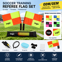 Drapeau de signalisation de football imperméable en tissu Oxford pour arbitre, avec mât en aluminium et poignée en mousse antidérapante pour les matchs de football