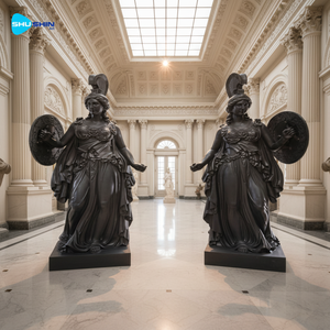 Estatuas de Soldados de Bronce, Adornos de Arte Metálico para Interiores o Exteriores, Escultura Artesanal con Lanza - Product Image 2