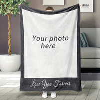 Couverture de lit de voyage en flanelle de polyester 100% de haute qualité avec impression par sublimation de logo personnalisé, en sherpa, en fourrure de vison
