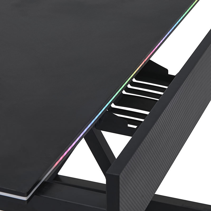 Convertable Cubord An Computer Table RGB LED Gaming Desk Computer Workstation Stainless Steel Table Dual Cup ...