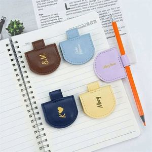 Design PU Leather Custom logo Magnetic Bookmark Promotional <b>Clip</b> Exquisite and Soft Custom Shape Magnetic Bookmark - Product Image 6