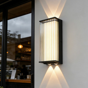Lámpara de pared moderna de aluminio para exteriores, resistente al agua y al óxido, con cristal, para villa, jardín, balcón, patio. - Product Image 2