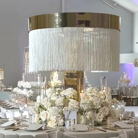 Support de centre de table de mariage de luxe doré avec structure en acier inoxydable, taille personnalisable (60 cm) pour événements et fêtes